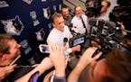 Flip Saunders President of Basketball Operations for the Timberwolves talked reporters after his time got the first draft at Target Center Tuesday May