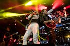 Simon Le Bon and Dominic Brown performed together as they played with the rest of Duran Duran at the Xcel Energy Center on Saturday night.