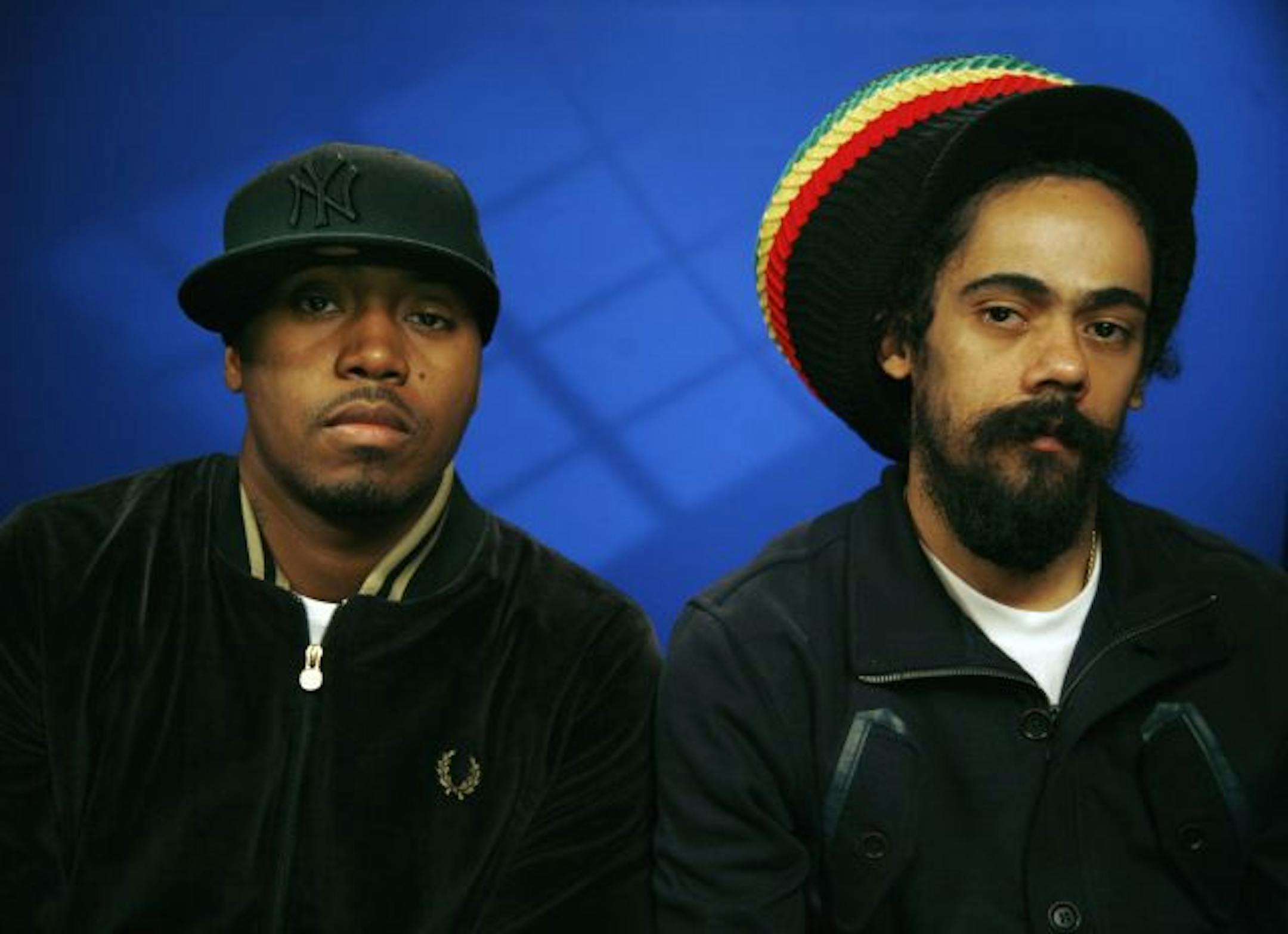 Recording artists Nas, left, and Damian Marley.