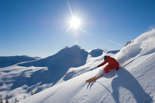 A skier tackles the slopes in Whistler, British Columbia. The area will be the site of the 2010 winter Olympics.