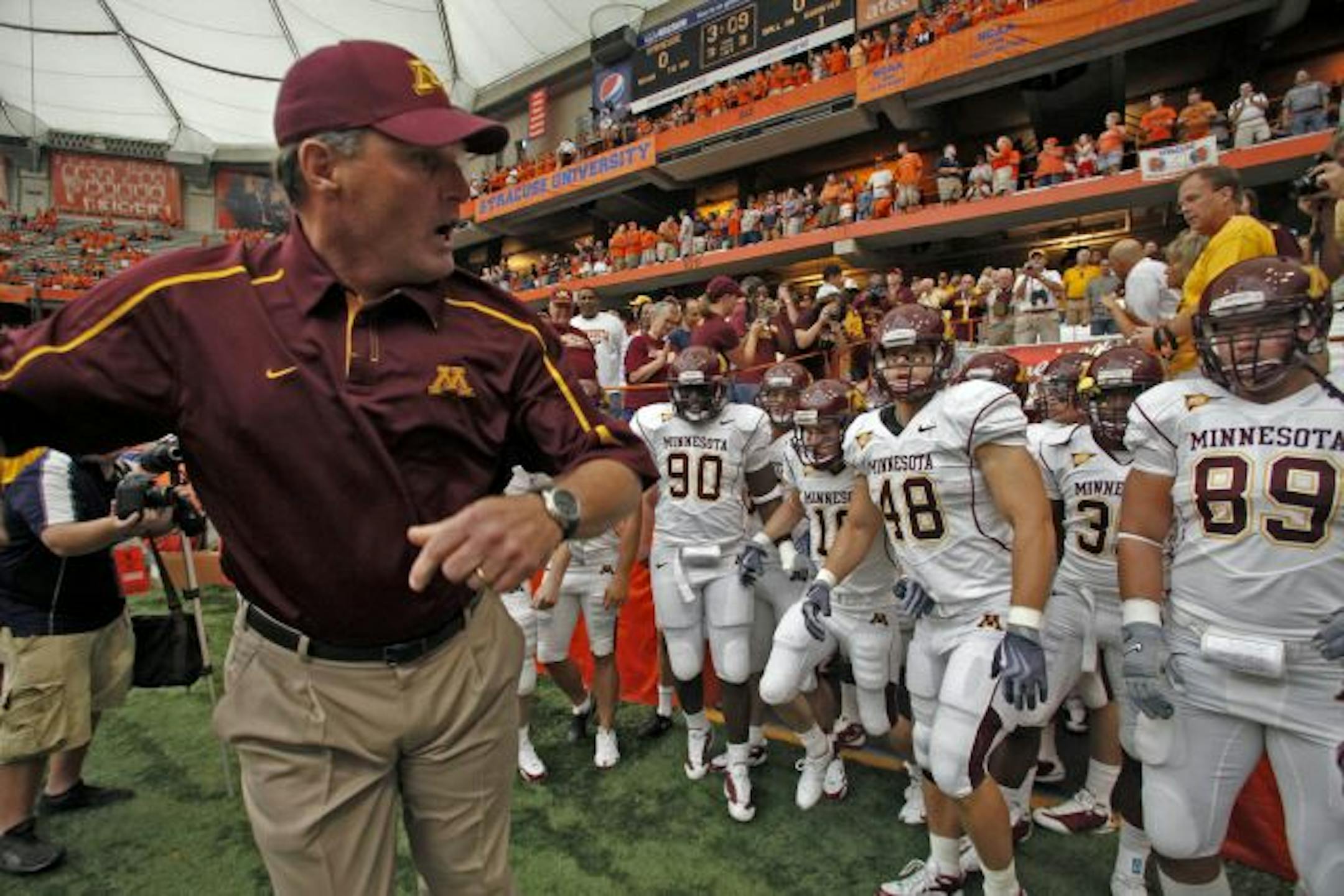 Gophers football coach Tim Brewster is excited about many of his new starters and young players going into Saturday's free scrimmage at TCF Bank Stadium.