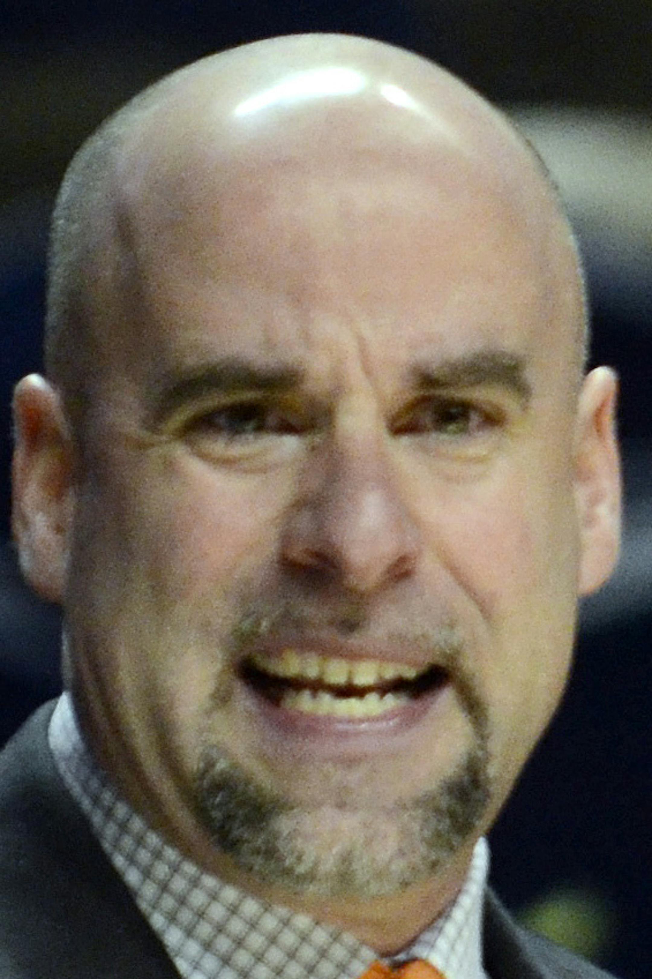 Illinois coach Matt Bollant reacts to a referee's call during the first half of an NCAA college basketball game against Penn State in State College, Pa., Wednesday, Feb. 20, 2013. Penn State won 95-62. (AP Photo/Ralph Wilson) ORG XMIT: PARW105