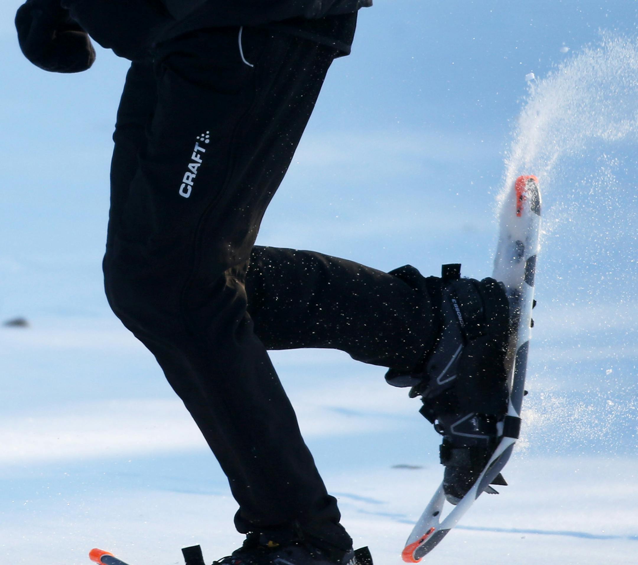Snowshoe racer Jim Graupner, 70, got in some training at Theodore Wirth Park Wednesday, Feb. 18, 2015 in Minneapolis, MN for the upcoming snowshoe national championships. Graupner will be competing next month at the national championships in nearby Eau Claire, WI.](DAVID JOLES/STARTRIBUNE)djoles@startribune.com Snowshoe national racer Kelly Mortenson and Jim Graupner will be competing next month in the snowshoe national championships in Eau Claire, WI.**Jim Graupner,cq