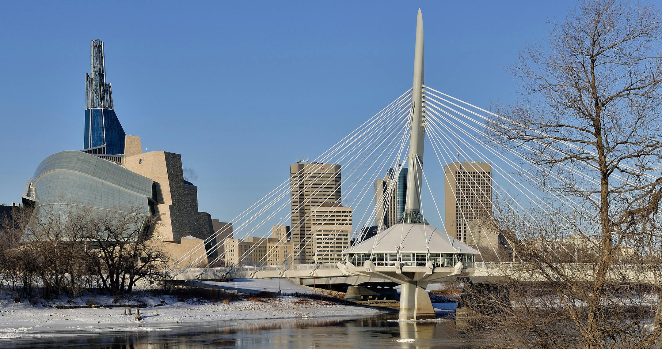Landscape featuring the skyline from Winnipeg, Manitoba.