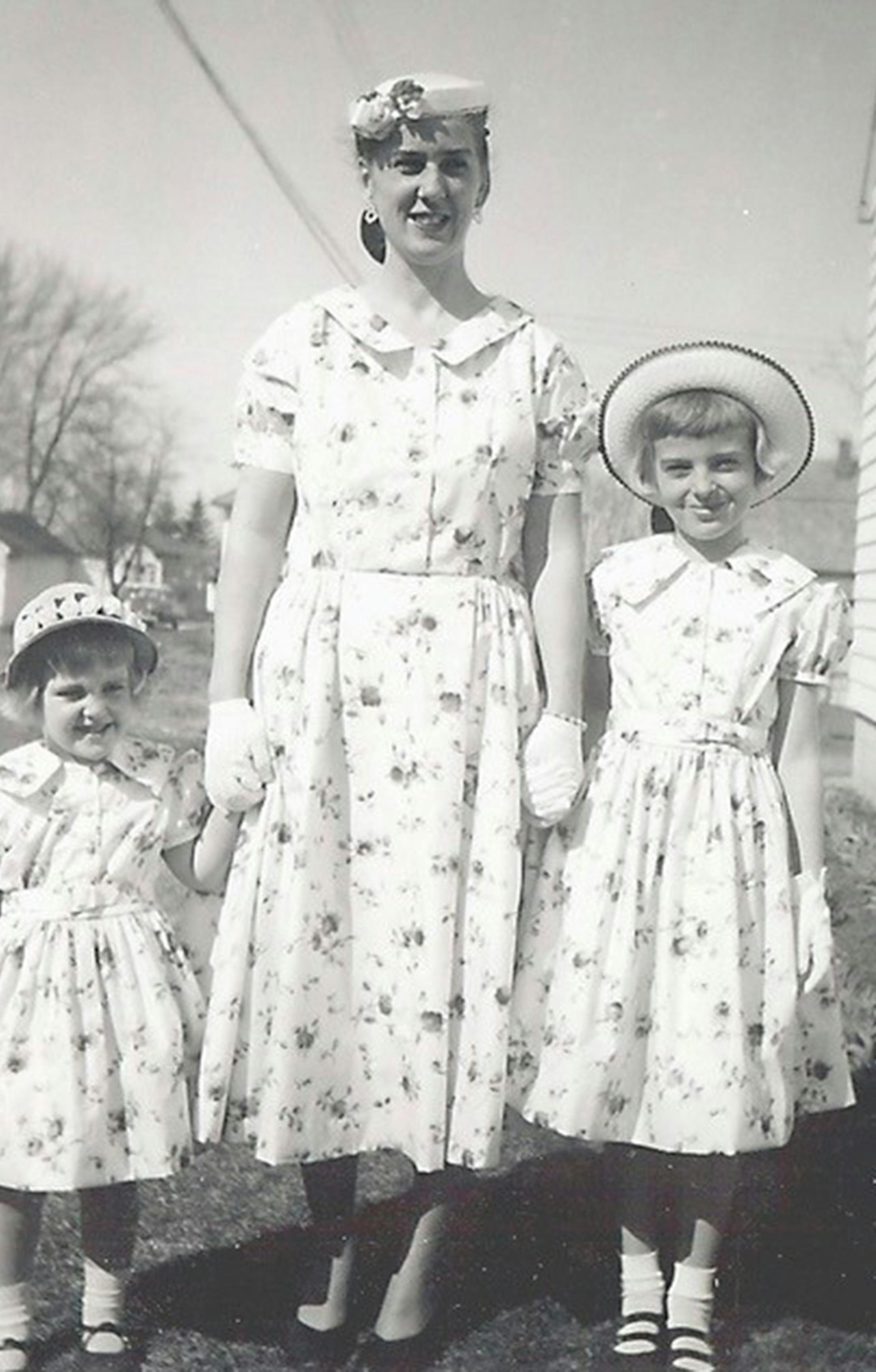 Cathy Fischer, Plymouth: "My mother, Eleanor Simon, was an accomplished seamstress, and this photo of her showcases the matching dresses she made for herself, me (on the right), and my sister for Easter in 1955."