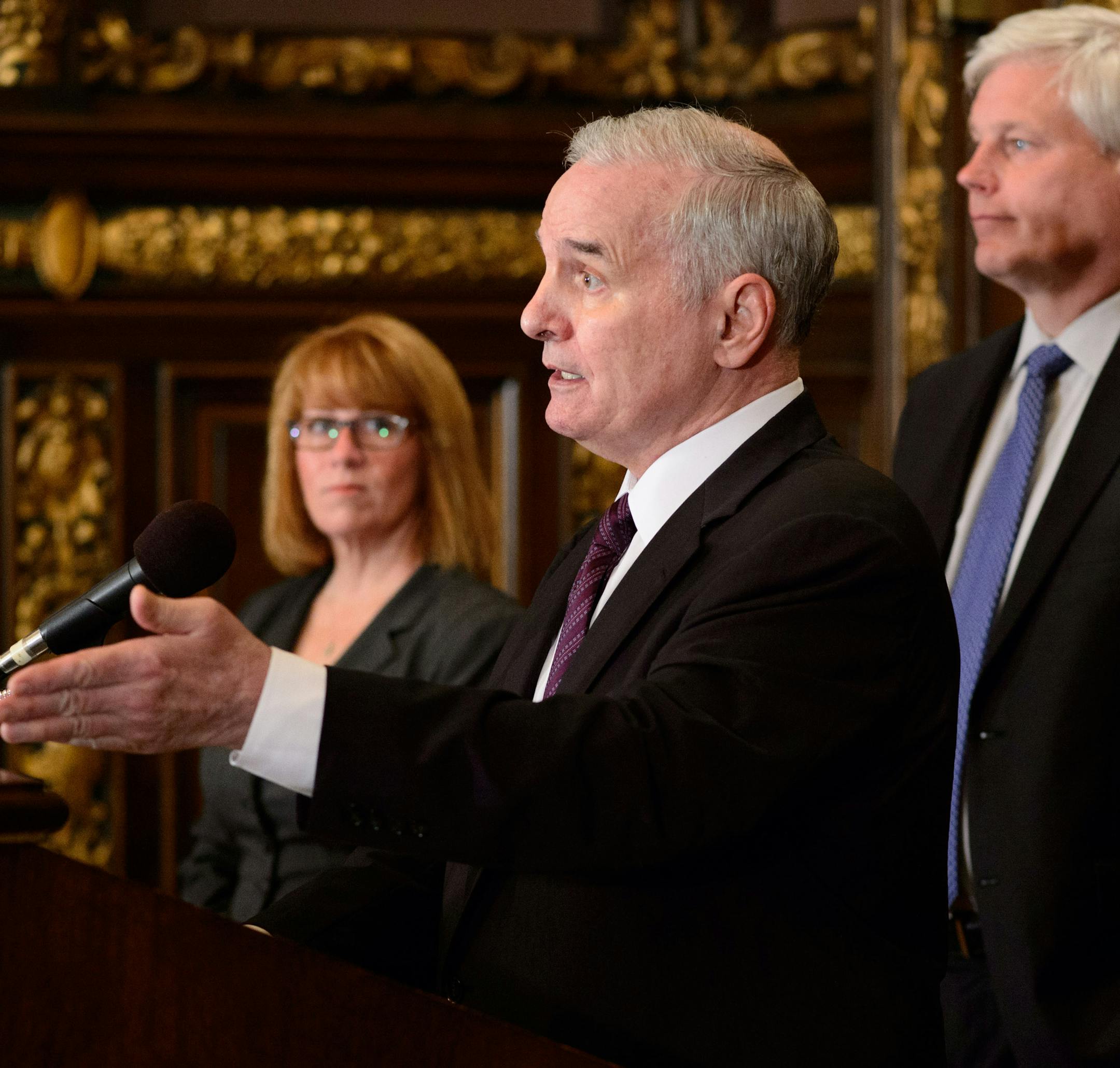 Governor Dayton held a press conference with Speaker Paul Thissen, Majority Leader Erin Murphy, Assistant Majority Leader Katie Sieben and Deputy Majority Leader Jeff Hayden on the accomplishments of the 2014 Legislative Session. ] Tuesday, May 20, 2014 GLEN STUBBE * gstubbe@startribune.com