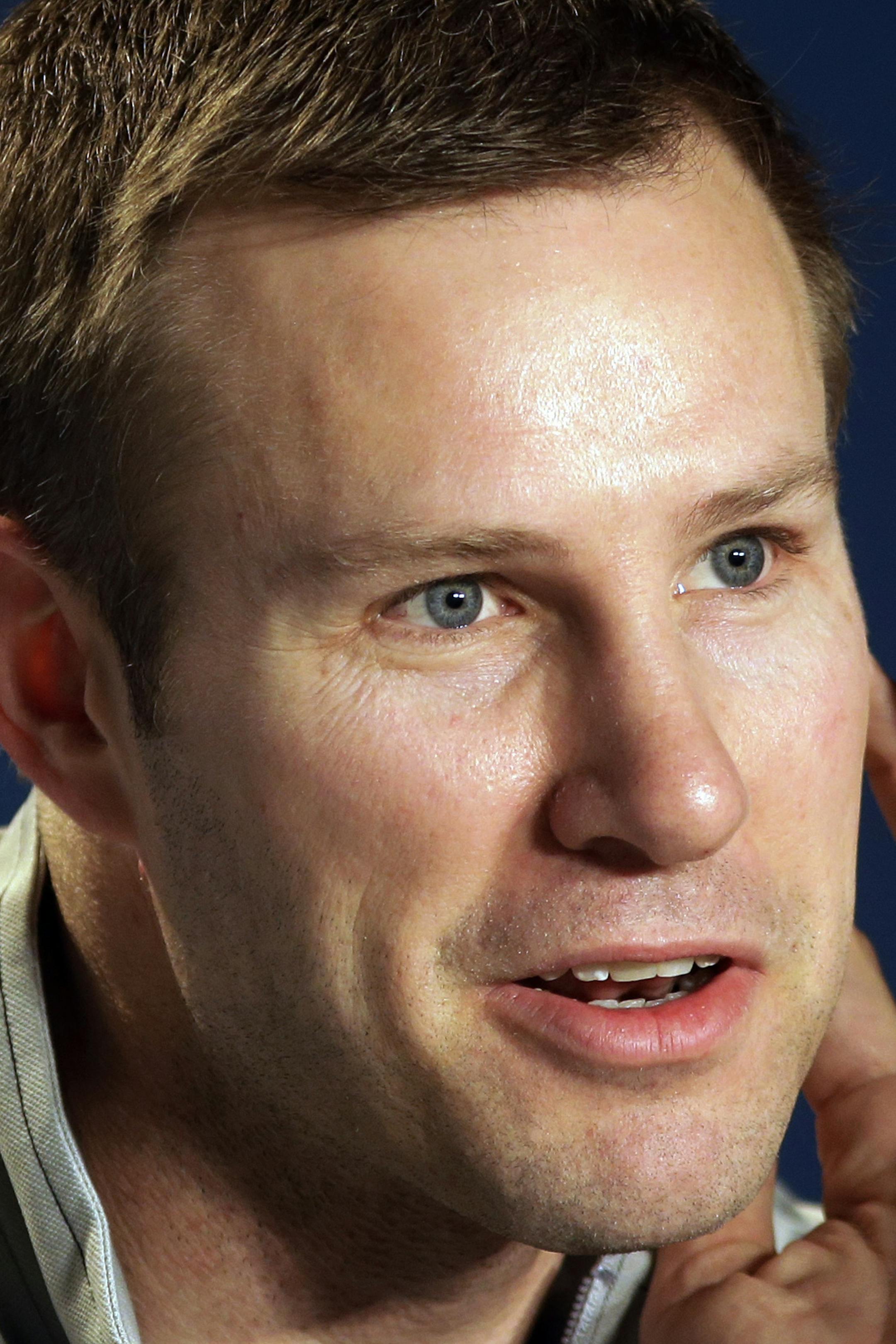Iowa State head coach Fred Hoiberg answers questions during a news conference at the NCAA college basketball tournament, Saturday, March 23, 2013, in Dayton, Ohio. Iowa State is scheduled to play Ohio State on Sunday. (AP Photo/Al Behrman) ORG XMIT: OHAB109