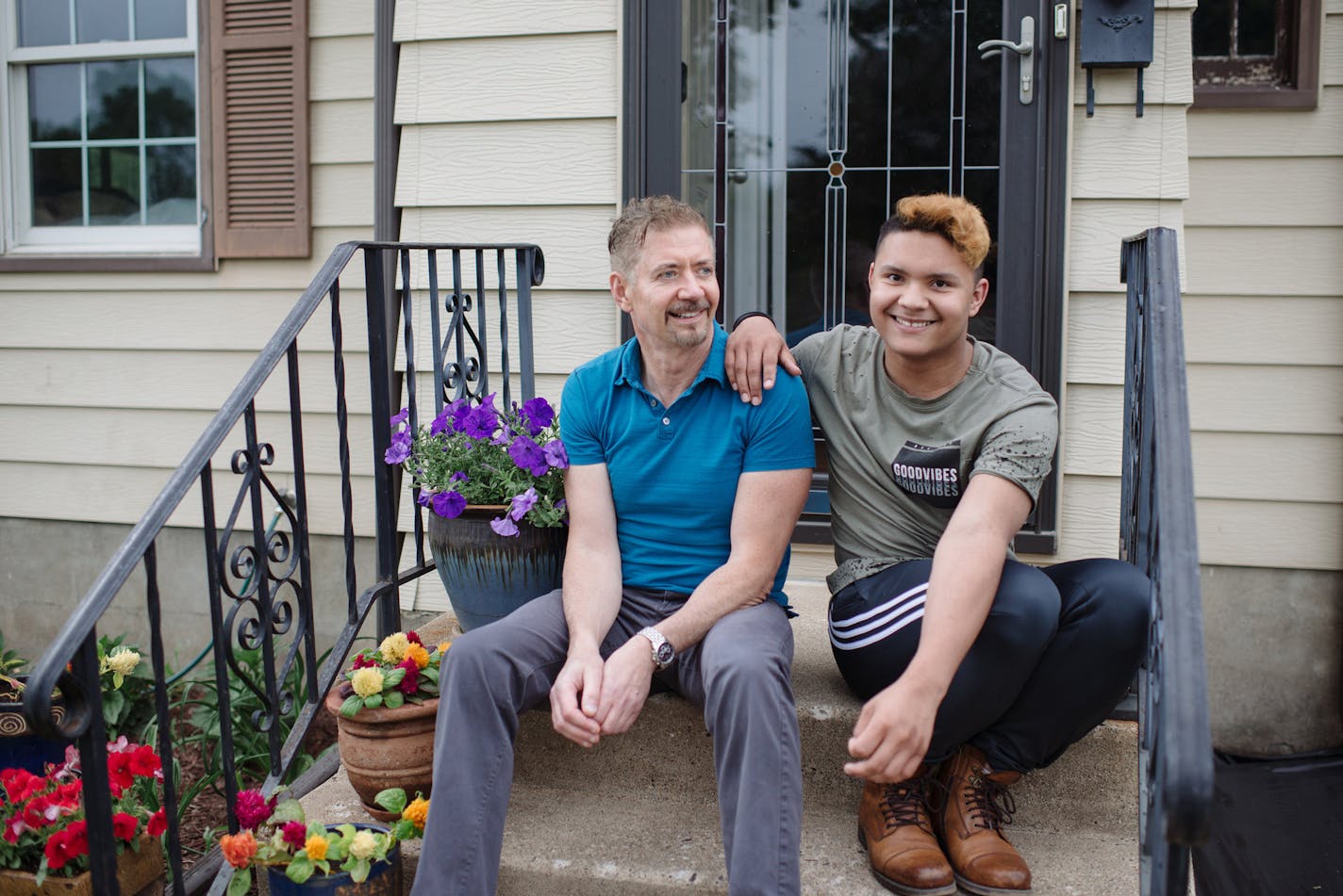 Donald McFarland and son Tyler Quaas-McFarland, 17, are featured in the video shown before Act II of "Annie."