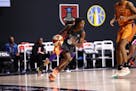 Lynx guard Crystal Dangerfield drove the baseline against the Phoenix Mercury on Sunday. Dangerfield finished with a team-high 20 points, but the Merc