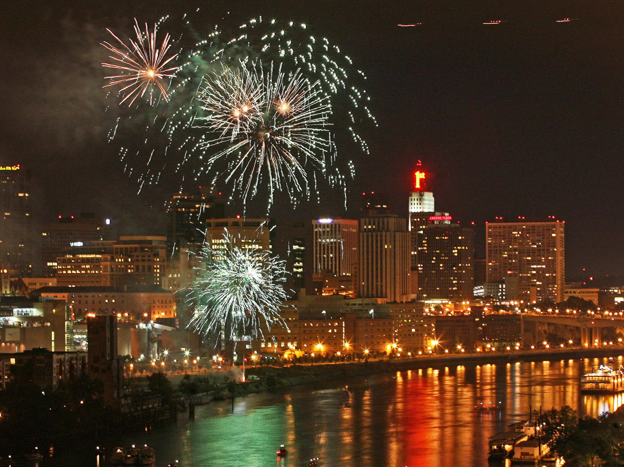 MARLIN LEVISON * mlevison@startribune.com Assign. #00003671A July 3, 2008] - GENERAL INFORMATION: First day of Taste of Minnesota. Fireworks display over downtown St. Paul. IN THIS PHOTO: ORG XMIT: MIN2012110613214367