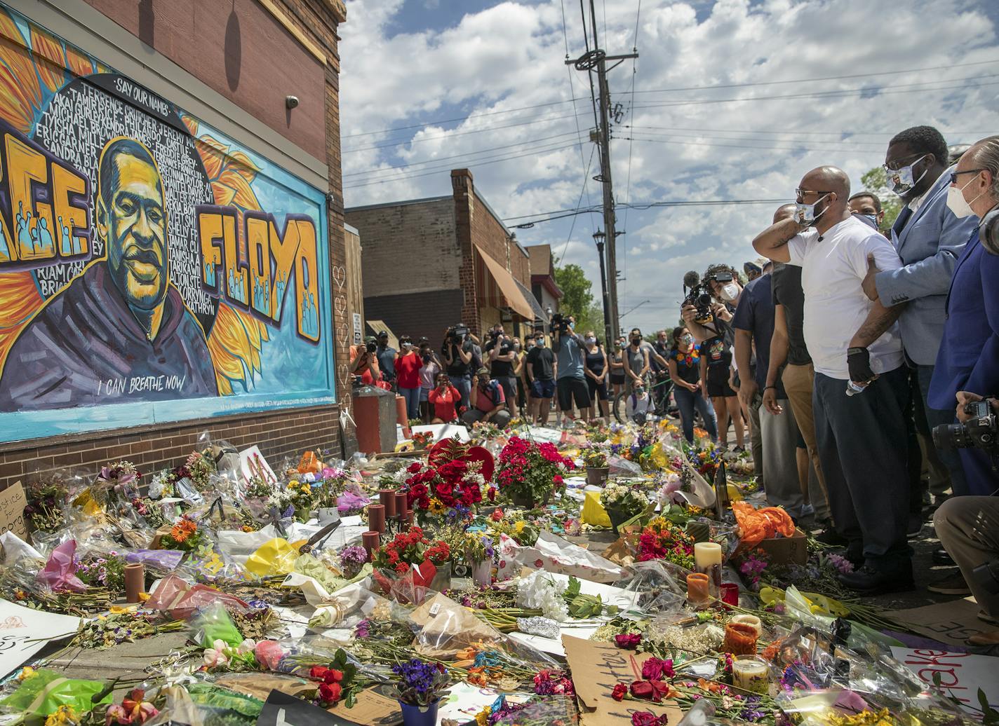 Terrence Floyd, the brother of the late George Floyd, visited the site at E. 38th Street and Chicago Avenue where his brother was arrested and forcibly restrained by Minneapolis police.