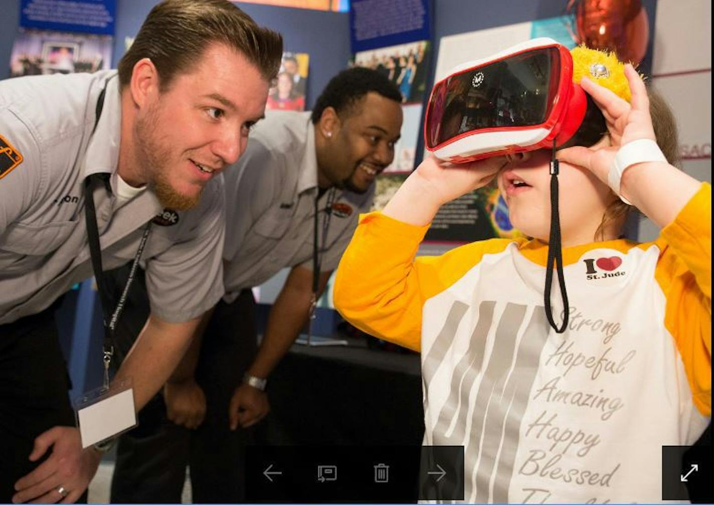 A group of Best Buy employees showed patients new technology during a recent visit to St. Jude Children's Research Hospital in Memphis.