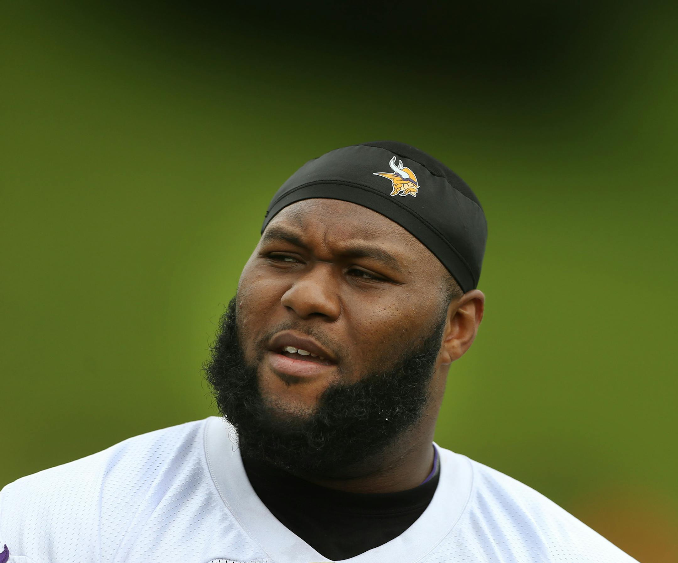 Vikings tackle Bruce Gaston during OTA training at Winter ParkThursday Jun 1 2016 in Eden Prairie , MN.] Jerry Holt /Jerry.Holt@Startribune.com