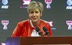 Newly appointed Head Coach for the Lady Raiders Basketball Team, Marlene Stollings, answers questions from the media on Wednesday, April 11, 2018 at t