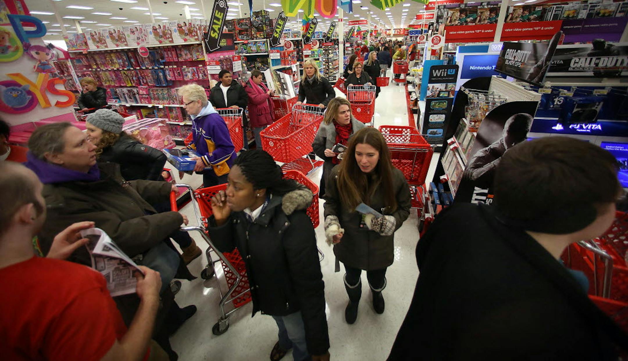 Shoppers eager to find bargains, rushed through the crowded aisles of the Target store in Richfield Thursday night.