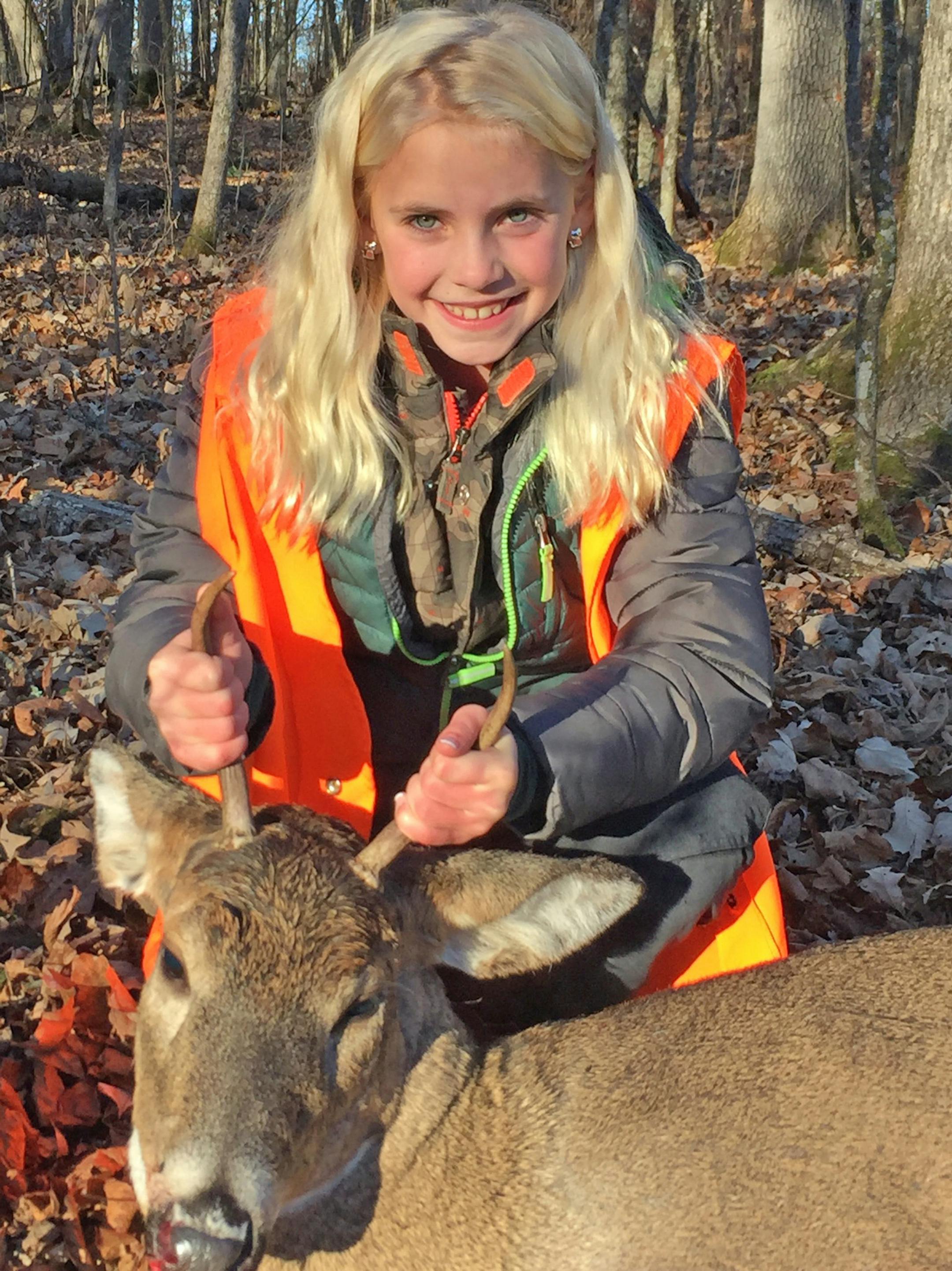 Grace Kruse, 10, bagged her first deer in 2016, hunting with her Dad, Jay Kruse.
