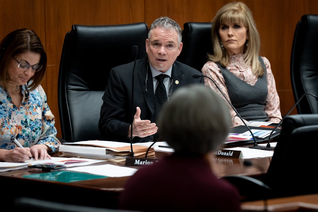 Rep. Joe McDonald, R-Delano questioned Chancellor of the Morris campus Janet Schrunk Ericksen at the House Higher Education and Policy committee.