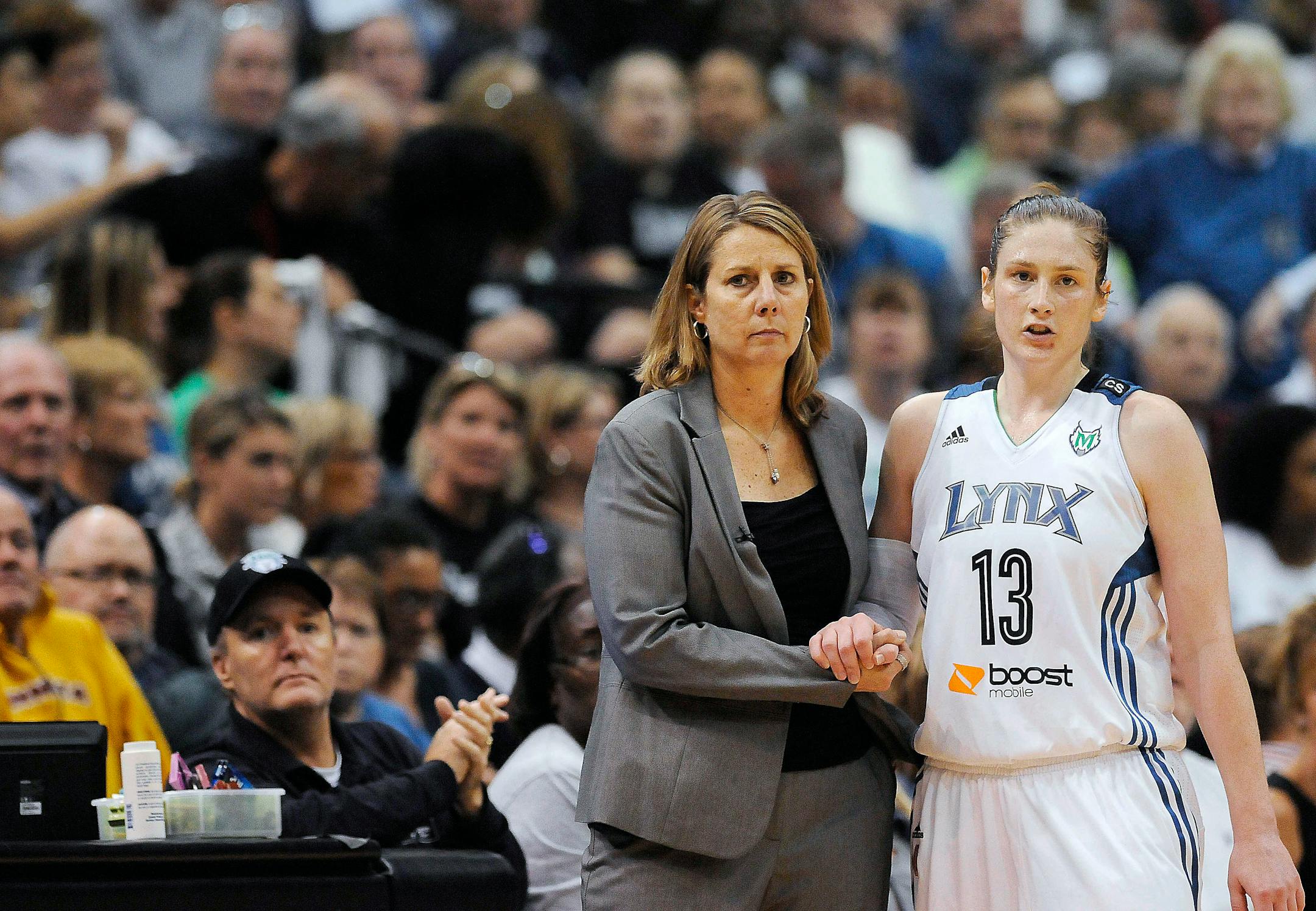 Lindsay Whalen and coach Cheryl Reeve.