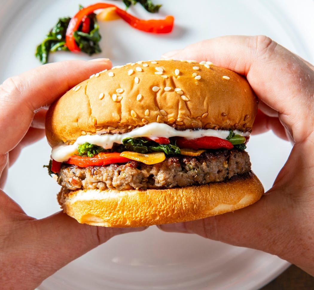 The recipe for Italian Sausage Burger with Broccoli Rabe and Red Peppers from America’s Test Kitchen’s “Cooking With Plant-Based Meats” calls for a homemade Italian seasoning.