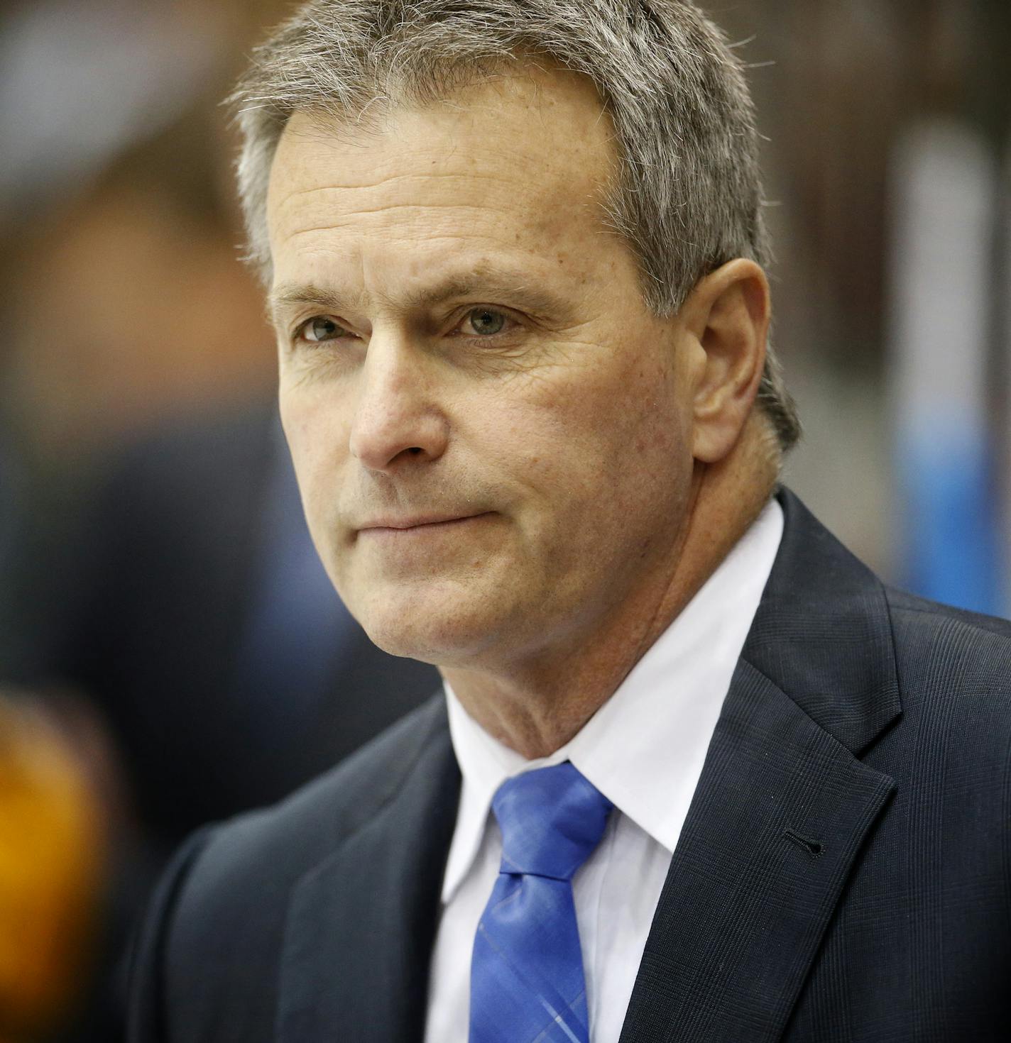 Gophers head coach Don Lucia in the second period. ] CARLOS GONZALEZ cgonzalez@startribune.com, February 26, 2015, Minneapolis, MN, Minneapolis, MN, Mariucci Arena, NCAA Hockey, Big 10, University of Minnesota Gophers vs. Michigan State Spartans