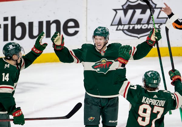 Wild blasts out of early hole, beats Detroit behind rookie Boldy's hat trick