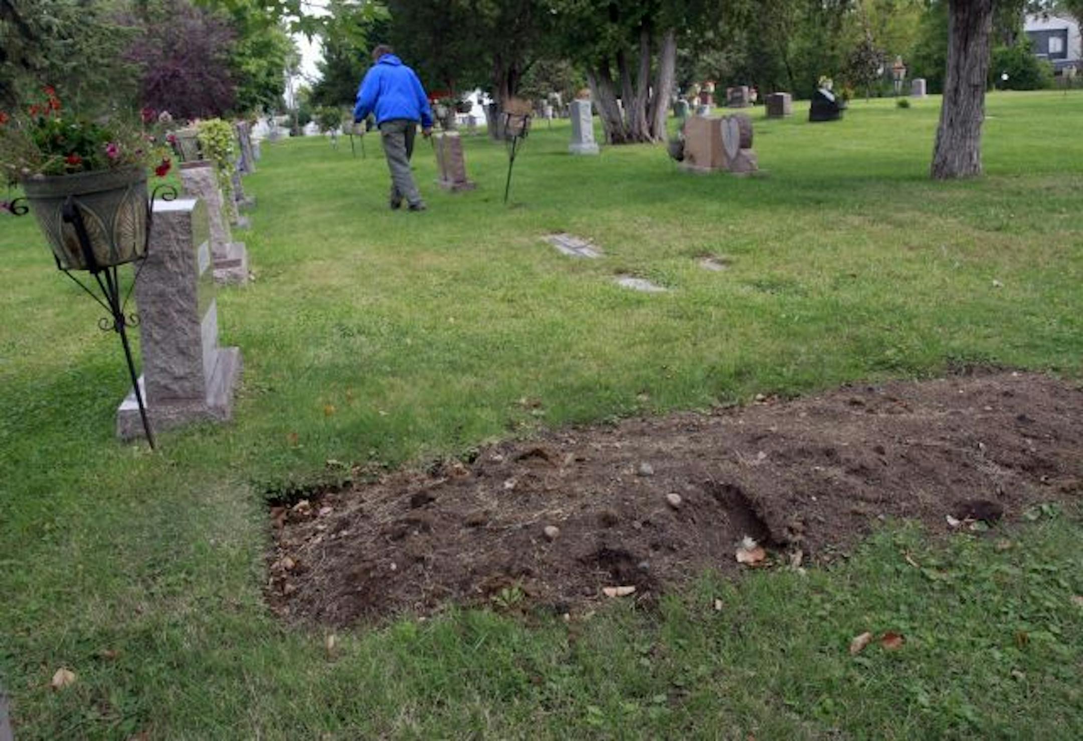 Oak Hill Cemetery in south Minneapolis has done several green burials, including the one in the foreground.