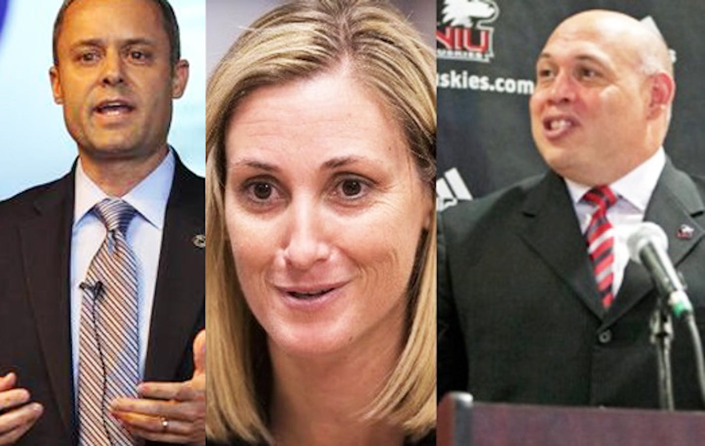 Phil Esten (left), Beth Goetz and Sean Frazier are said to be among the four finalists to be the University of Minnesota athletic director.