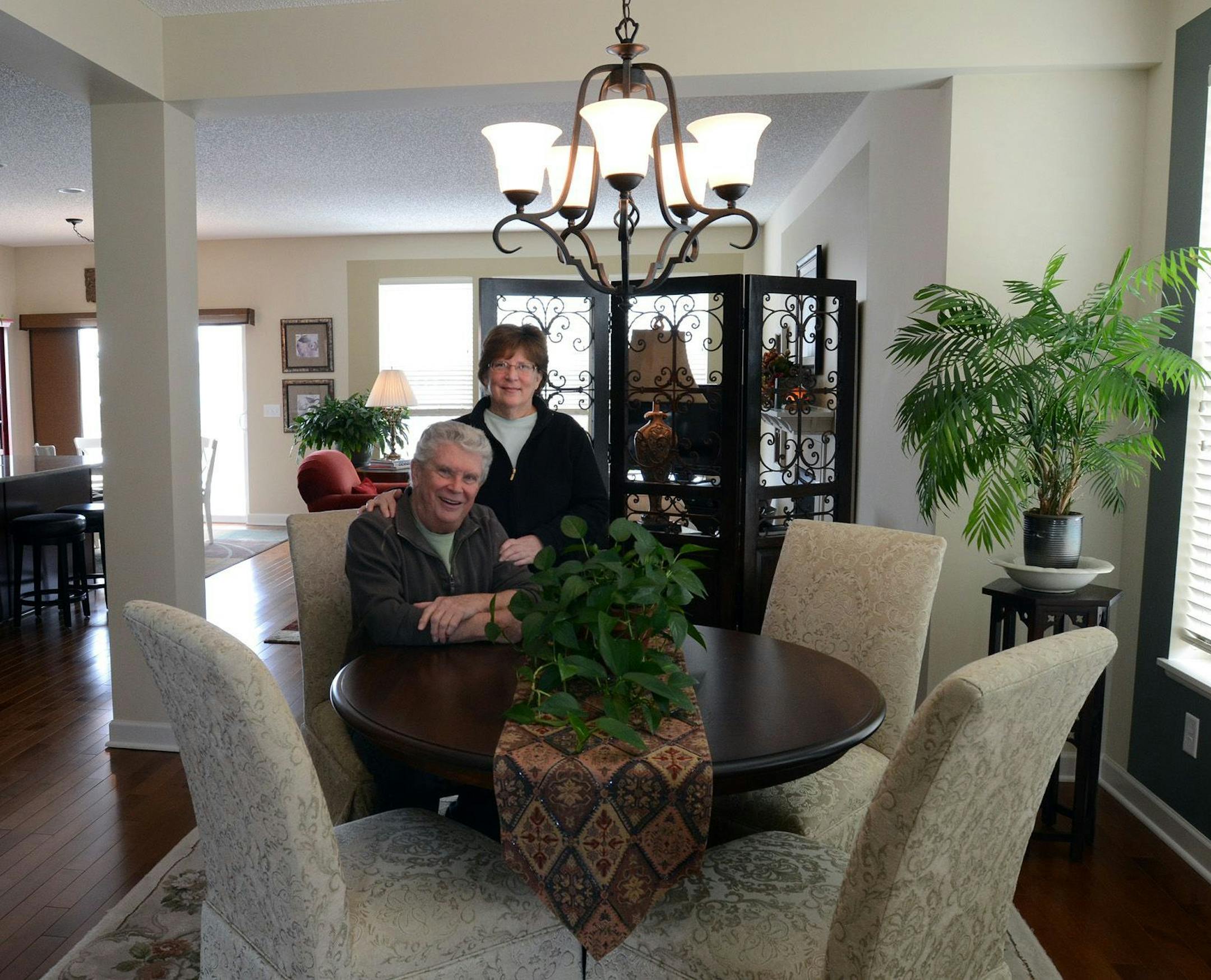 Chuck and Mary Ellen Kundschier in their home in the Chevalle Commmunity in Chaska. This view from the front entrance was a selling point for the Kundschiers