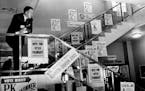 June 4, 1960 Campaign Posters Line GOP convention head quarters at Leamington Hotel. William Birich, 3424 S. 16th Avenue., delegate from Hennepin coun
