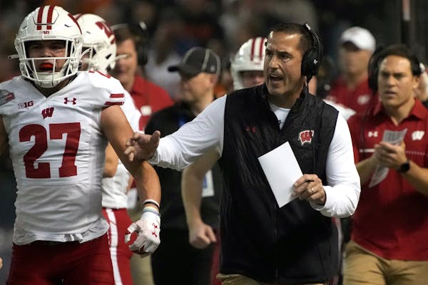 Wisconsin football coach Luke Fickell, shown during the Guaranteed Rate Bowl, is hiring Paul Haynes, the Gophers’ co-defensive coordinator and corne