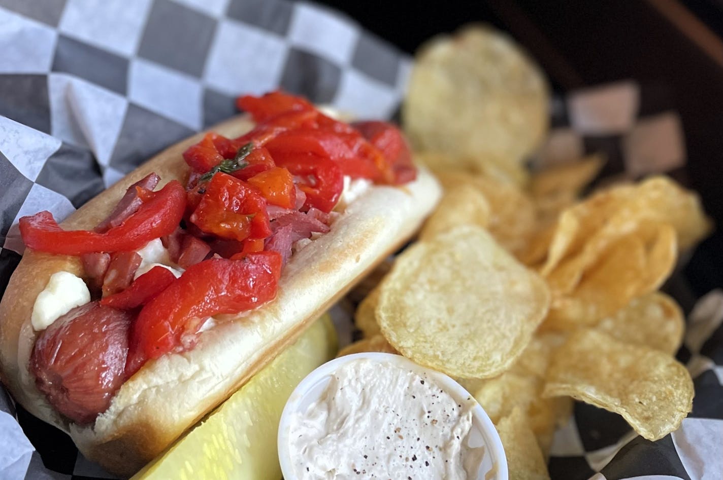 The Cease and Desist! hot dog lunch special at LITT Pinball Bar in Minneapolis.