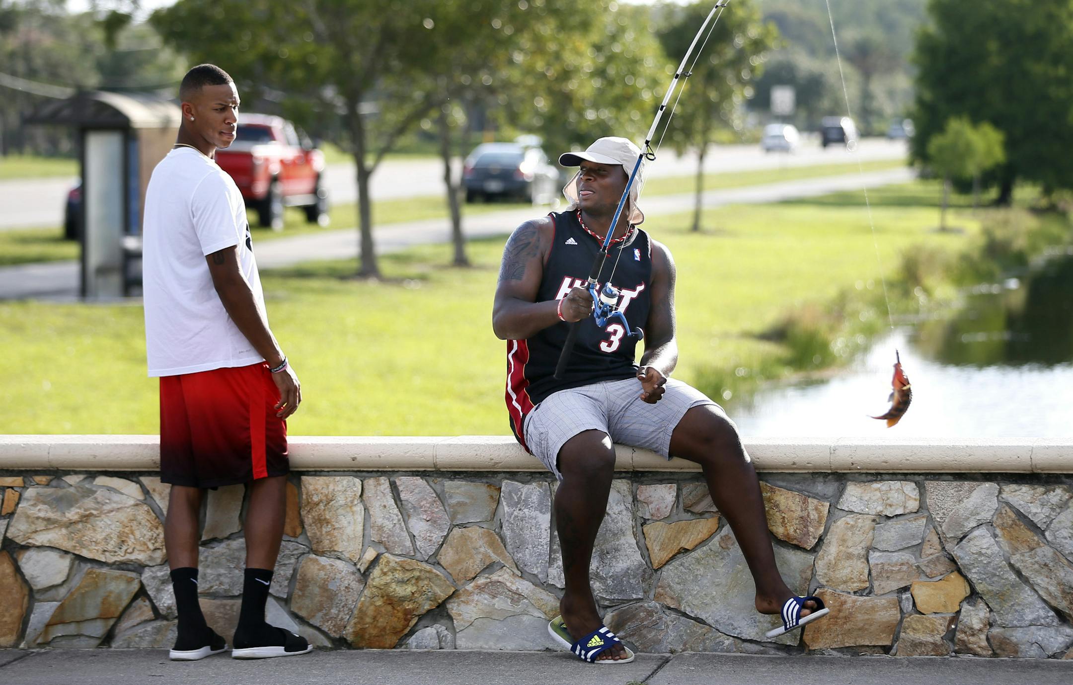 Byron Buxton left and Miguel Sano did a little canal fishing recently in Forty Myers. Buxton remains out with an left wrist injury and continues to rehab