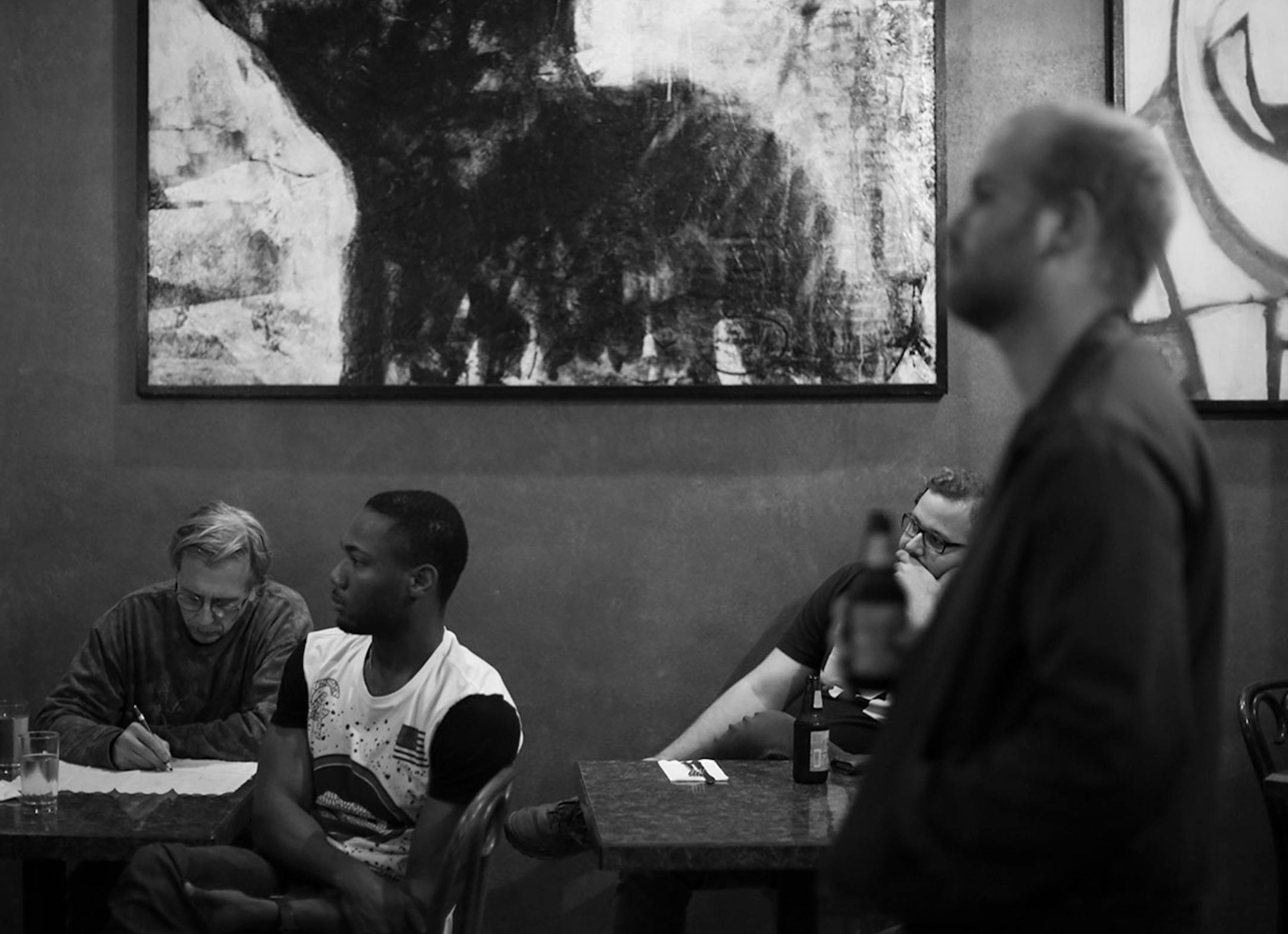 Patrons listened to the bass duets of Adam Linz and Chris Bates at Khyber Pass earlier this month.
