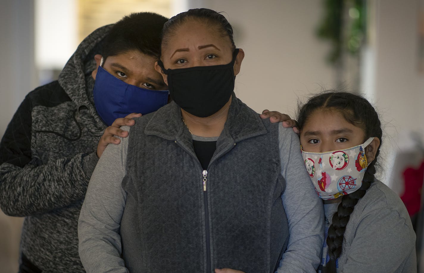 Clementina, who recovered from Covid-19, took care of her children Josue, 11, and Gloria, 8, while her husband recovers from both Covid-19 and complications from a stroke (hemorrhage), Monday, May 11, 2020 in Minneapolis, MN. ] ELIZABETH FLORES • liz.flores@startribune.com