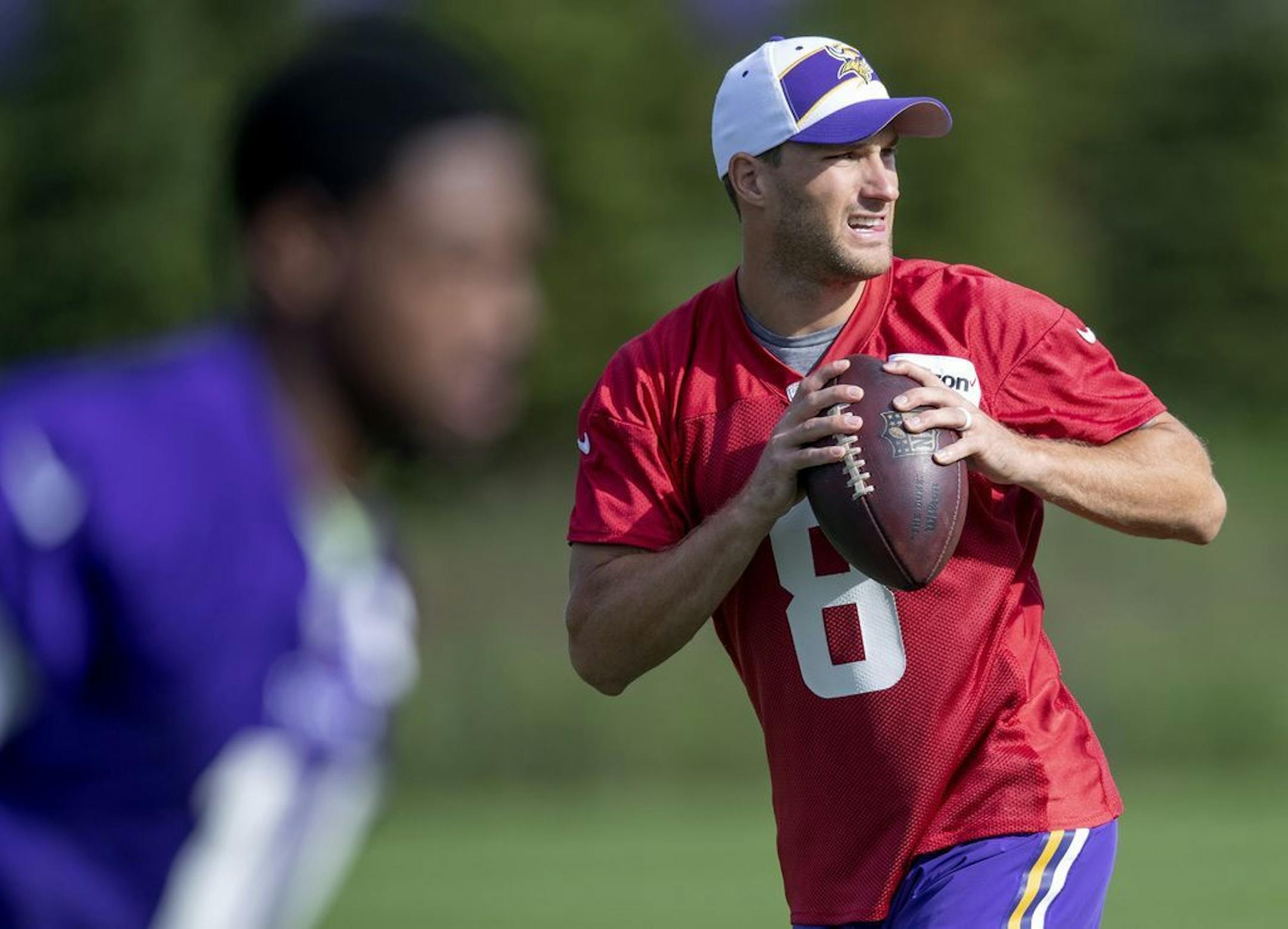 Minnesota Vikings Quarterback Kirk Cousins took to the field for a walk thru during the first full day of practice at Vikings training camp at the TCO Performance Center, Friday, July 26, 2019 in Eagan, MN.