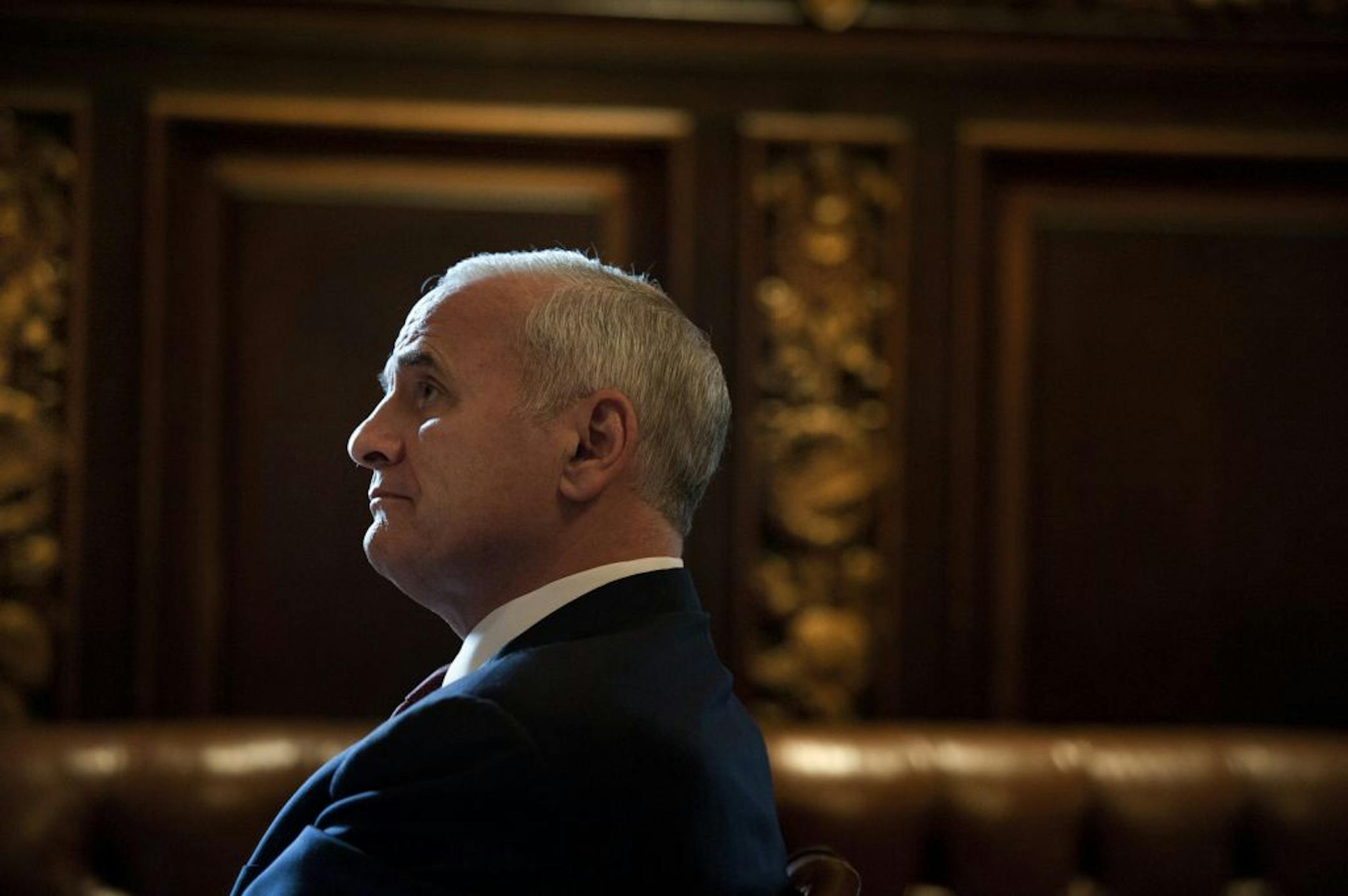Minnesota Governor Mark Dayton during an interview in the historic Governor's Reception room at the Capitol.