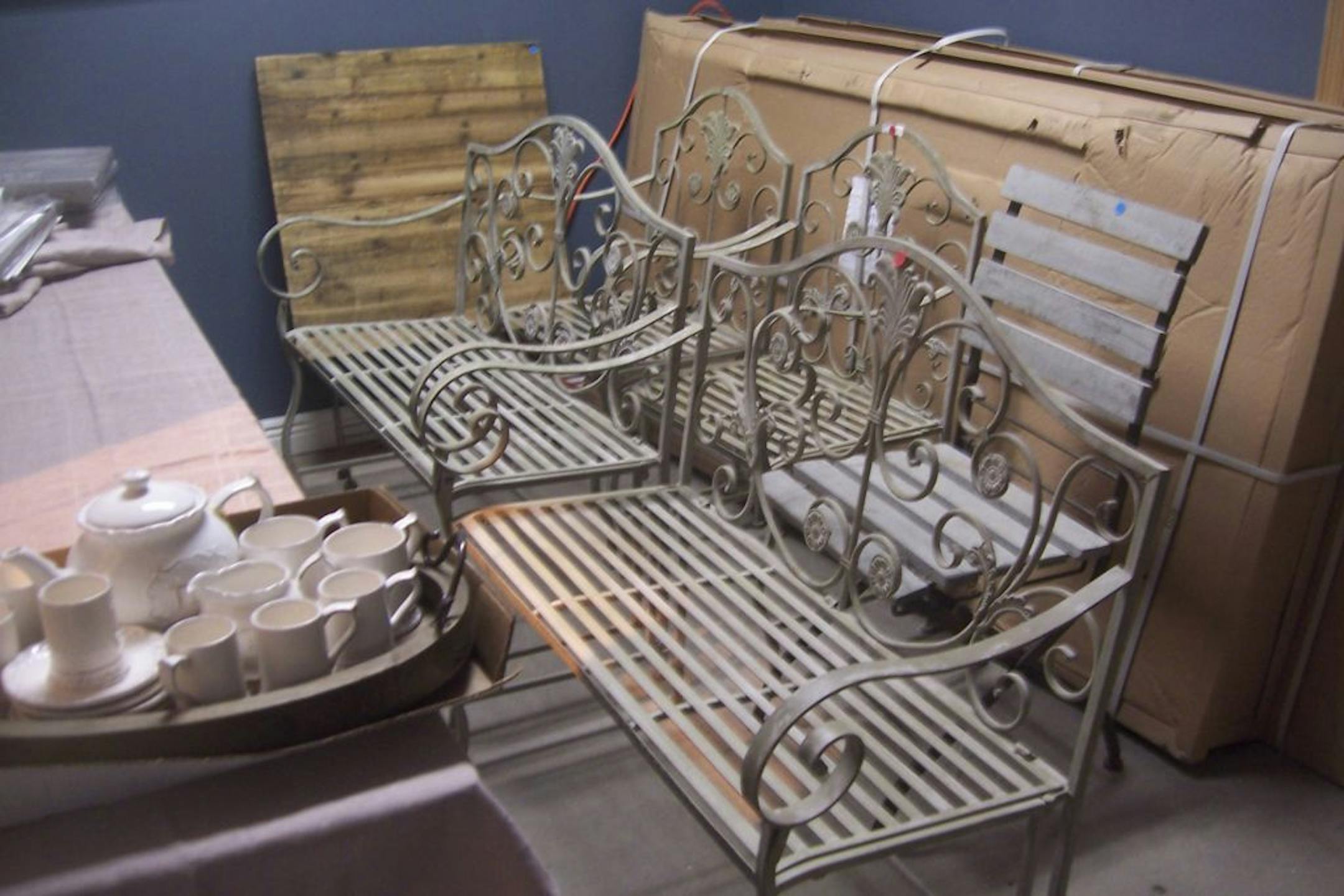 Items from Restoration Hardware and Bachman's at an inventory sale in Golden Valley.