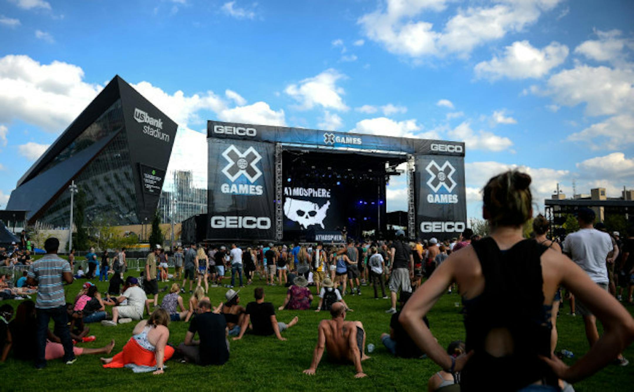 Fans settled in early for Atmosphere's performance for the X Games concerts last summer in Commons Park. / Aaron Lavinsky, Star Tribune