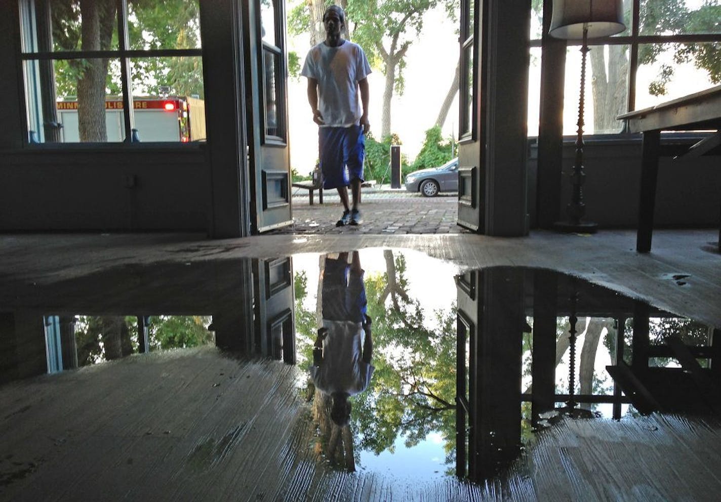 The Aster Cafe was flooded during a water main break at St. Anthony Main in Minneapolis.