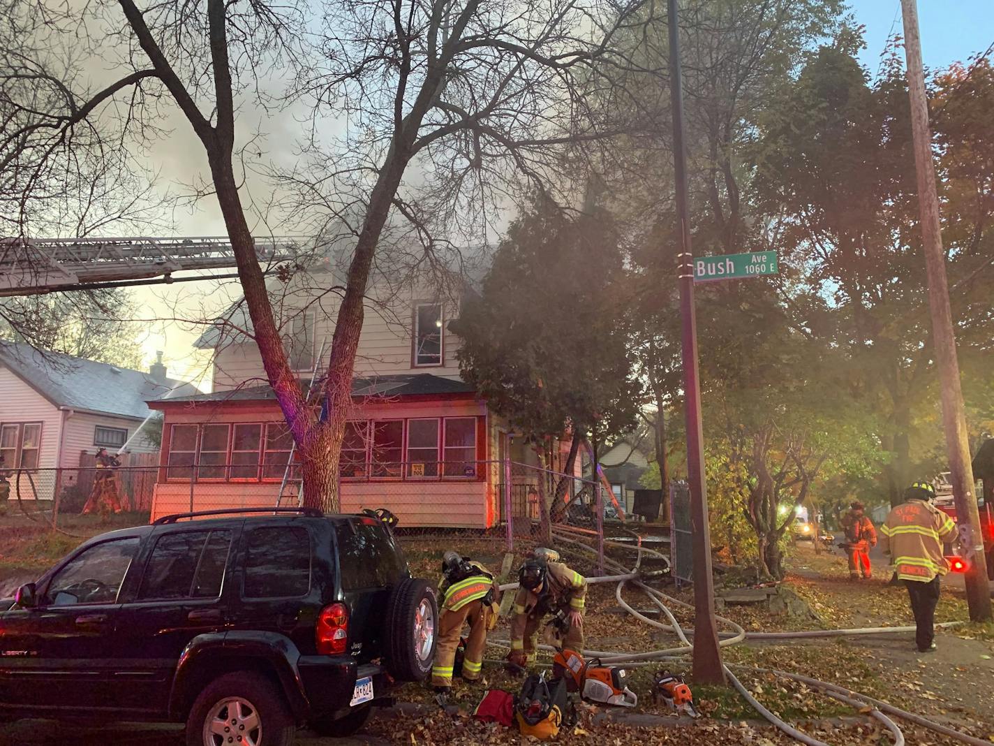 St. Paul Fire Department photo: Firefighters at the scene of a house fire Saturday.