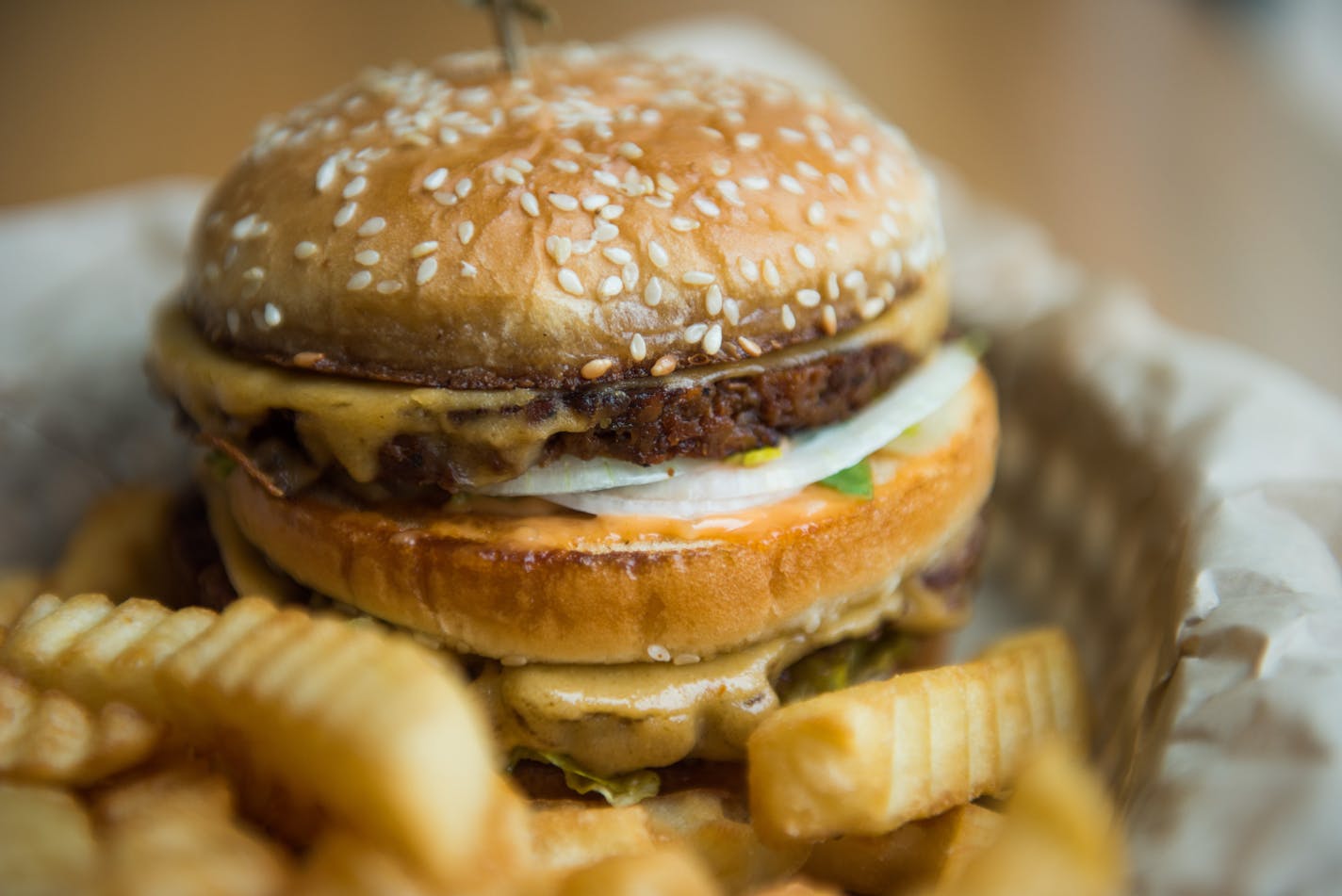 The 'Dirty Secret' is a vegan take on a Big Mac at J. Selby's in St. Paul.