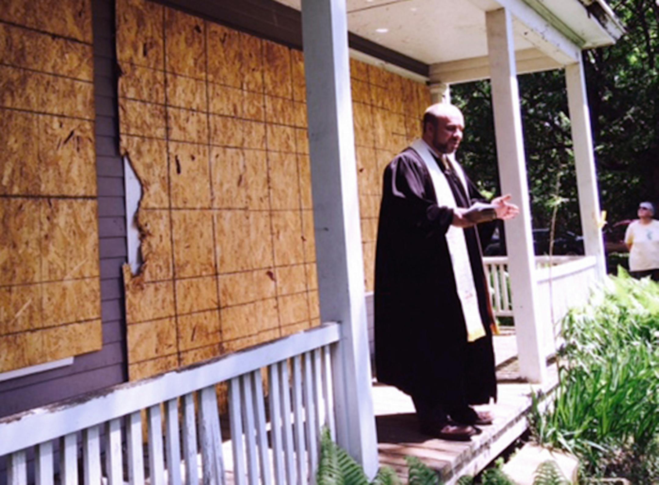 The Rev. Cader Howard of the First Presbyterian Church of Stillwater blessed the Boutwell House on Thursday.