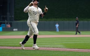 Twins catcher Christian Vázquez celebrates his fourth-inning home run Sunday at Target Field.