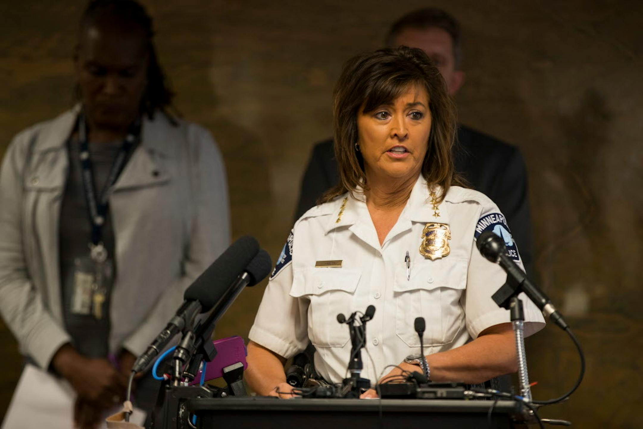 Minneapolis Police Chief Janee Harteau spoke during a press conference about the Minneapolis Police Department's transgender and gender non-conforming individuals policy at City Hall in Minneapolis, Minn., on Wednesday, September 21, 2016.