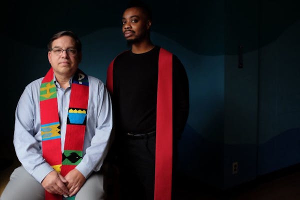 The Rev. Eliot Howard and the Rev. Lawrence Richardson at Linden Hills United Church of Christ, one of the congregations in the state vowing to become