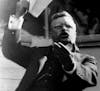 Theodore Roosevelt delivering another fiery address to a crowd of 50,000 on July 21, 1915. (AP Photo) ORG XMIT: APHS199