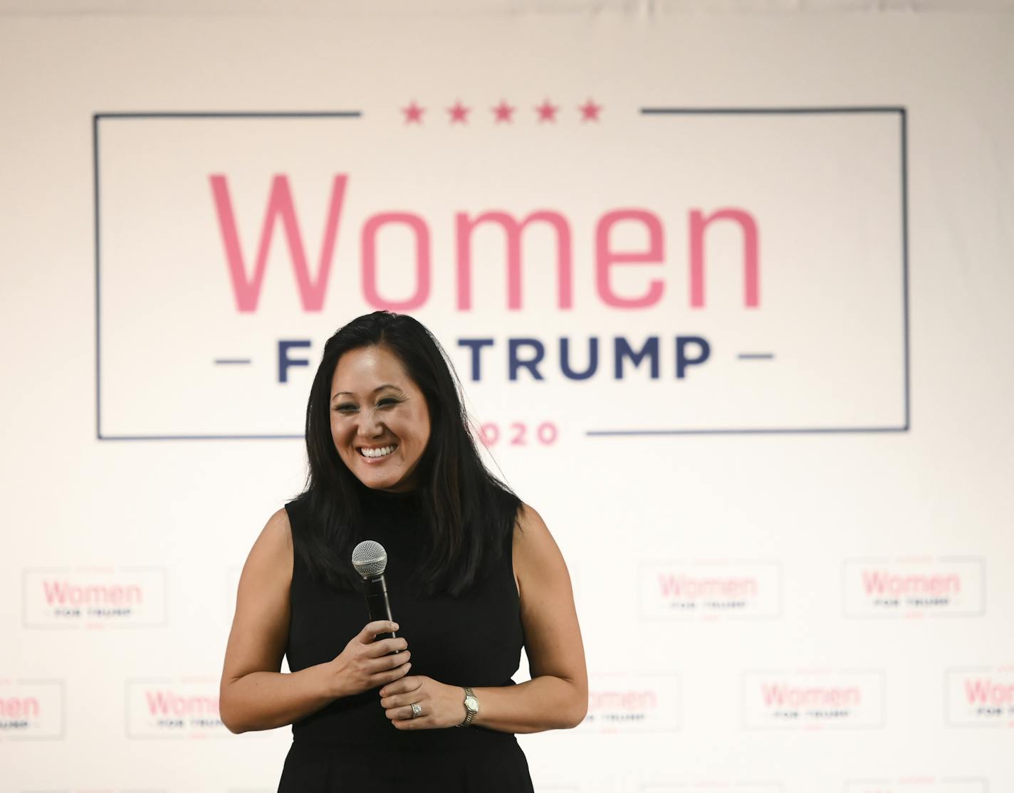 Minnesota GOP Chairwoman Jennifer Carnahan gave opening remarks before Second Lady Karen Pence and Lara Trump spoke at Union Depot in St. Paul in October 2019.