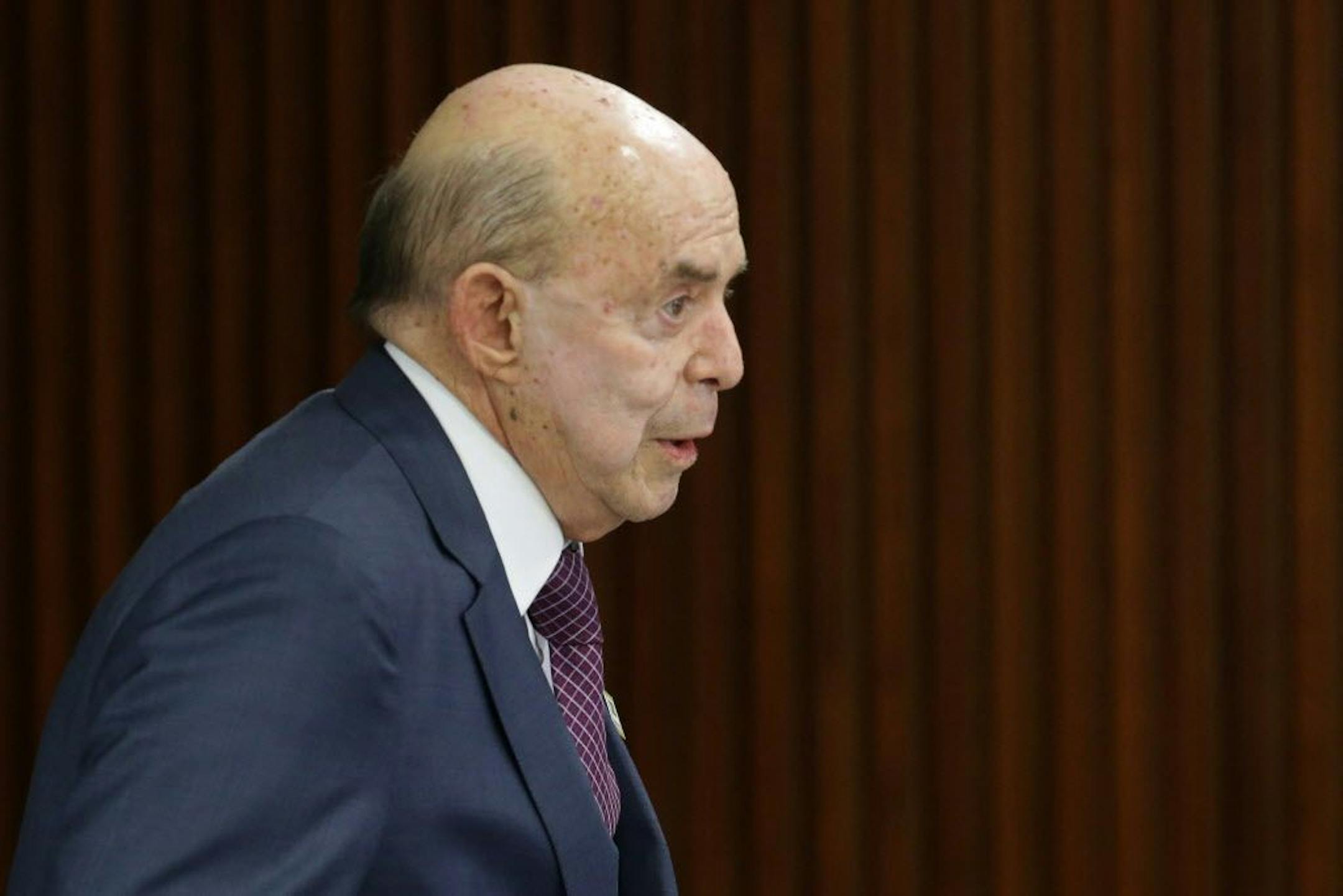 Acting governor of Rio de Janeiro Francisco Dornelles arrives to attends a meeting with Brazil's acting President Michel Temer and governors, about economic crisis, at the Planalto presidential palace, in Brasilia, Brazil, Monday, June 20, 2016. Dornelles has declared a state of financial disaster so he has more leeway to manage his scarce resources less than two months Brazil hosts the Olympic Games.