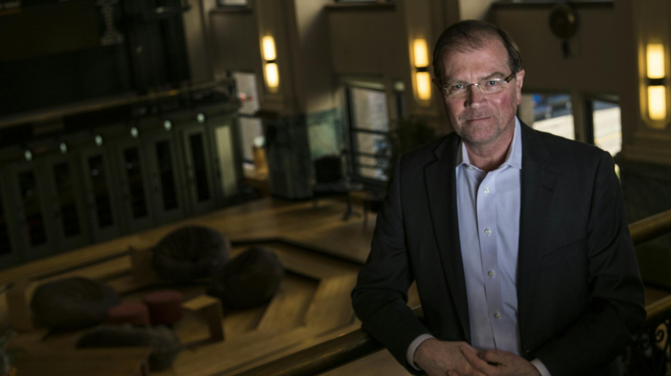 Tom Corcoran, 59, is job hunting and going back to Coco, the shared office space he used a few years ago. It is inside the Grain Exchange building and offers a perfect worksite for freelancers, consultants, small business owners, and job hunters who need to network. ]Richard Tsong-Taatarii/Richard.tsong-taatarii@startribune.com