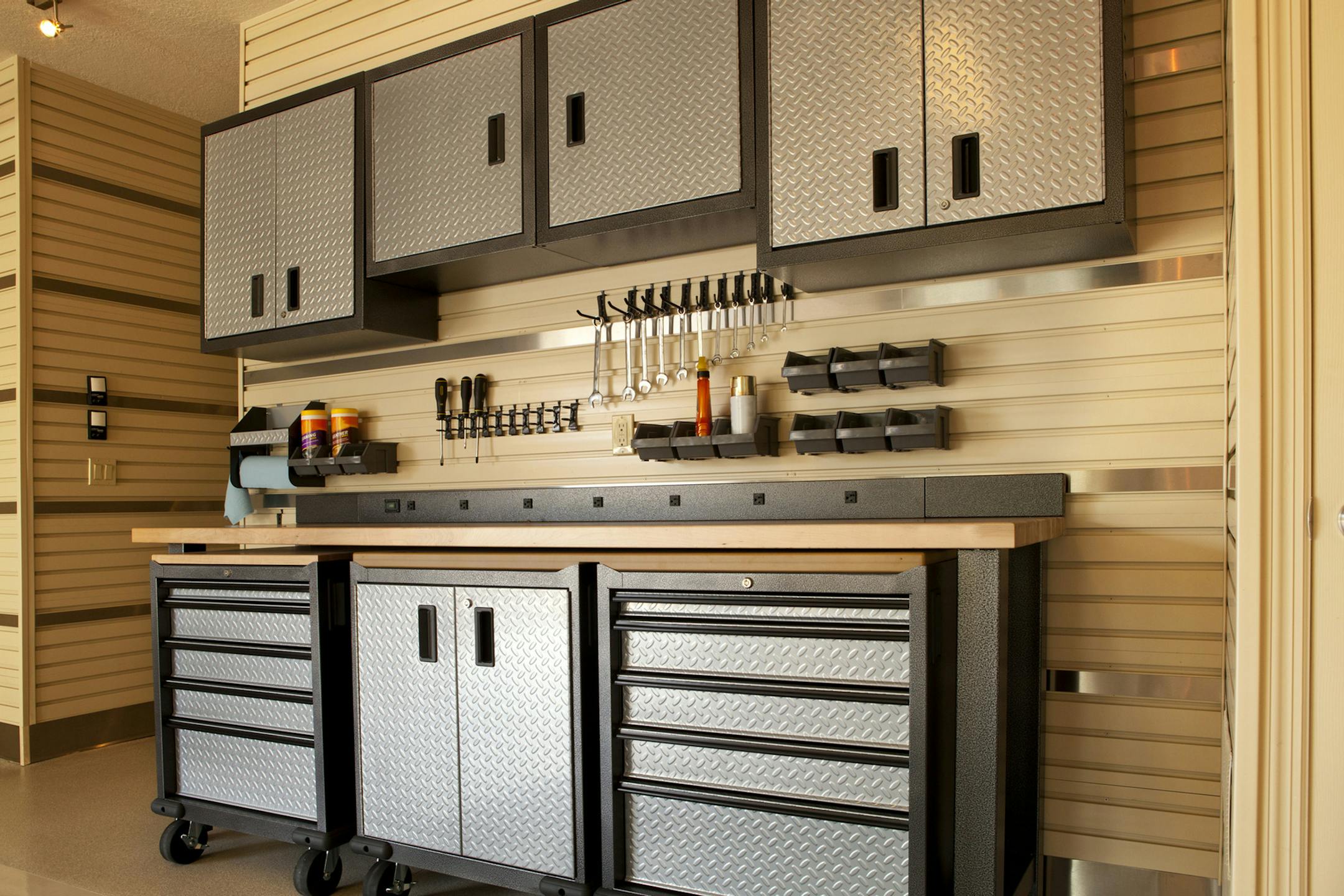 Cabinets offer a neat and simple solution for garage storage. (Dreamstime) ORG XMIT: 1226564